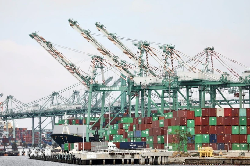View of Los Angeles port in California, USA.