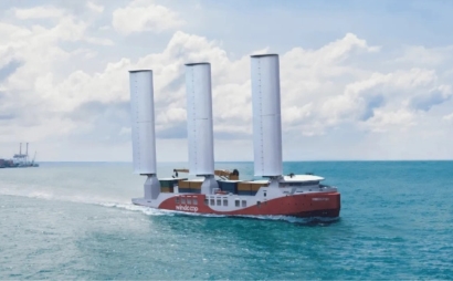 Container shipping boosted by wind power